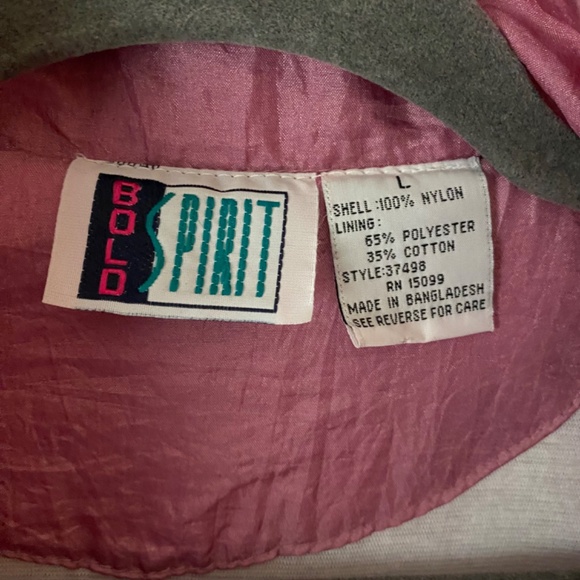 VTG BOLO SPIRIT womens L pink floral windbreaker quilted retro 90s mock neck - Picture 3 of 11